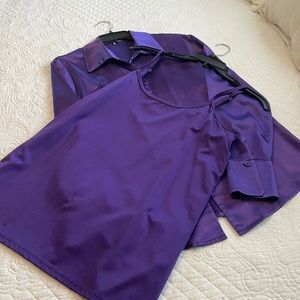 Long sleeve blouse with matching camisole. Beautiful purple color. Size 10.